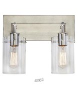 Regan 12.75 in. 2-Light Brushed Nickel Vanity Light with Clear Glass Shades - £40.84 GBP