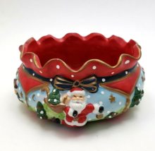 Vintage Santa&#39;s Bag Candy Dish Bowl Ceramic 5&quot; - £19.69 GBP