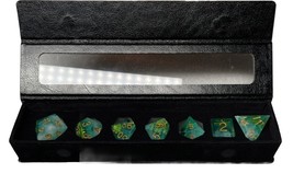 Crystalline Green DnD Dice Set | Dungeons and Dragons | 7 Dice RPG Polyhedral - £11.15 GBP