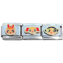 3 Power Puff Girl Italian Charms - Set of Three 9mm Stainless Steel Links MIX202 - £6.91 GBP