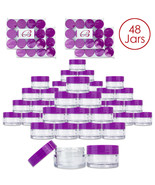 Beauticom (48 PCS) 20G/20ML Round Clear Plastic Refill Jars with Purple ... - £30.32 GBP