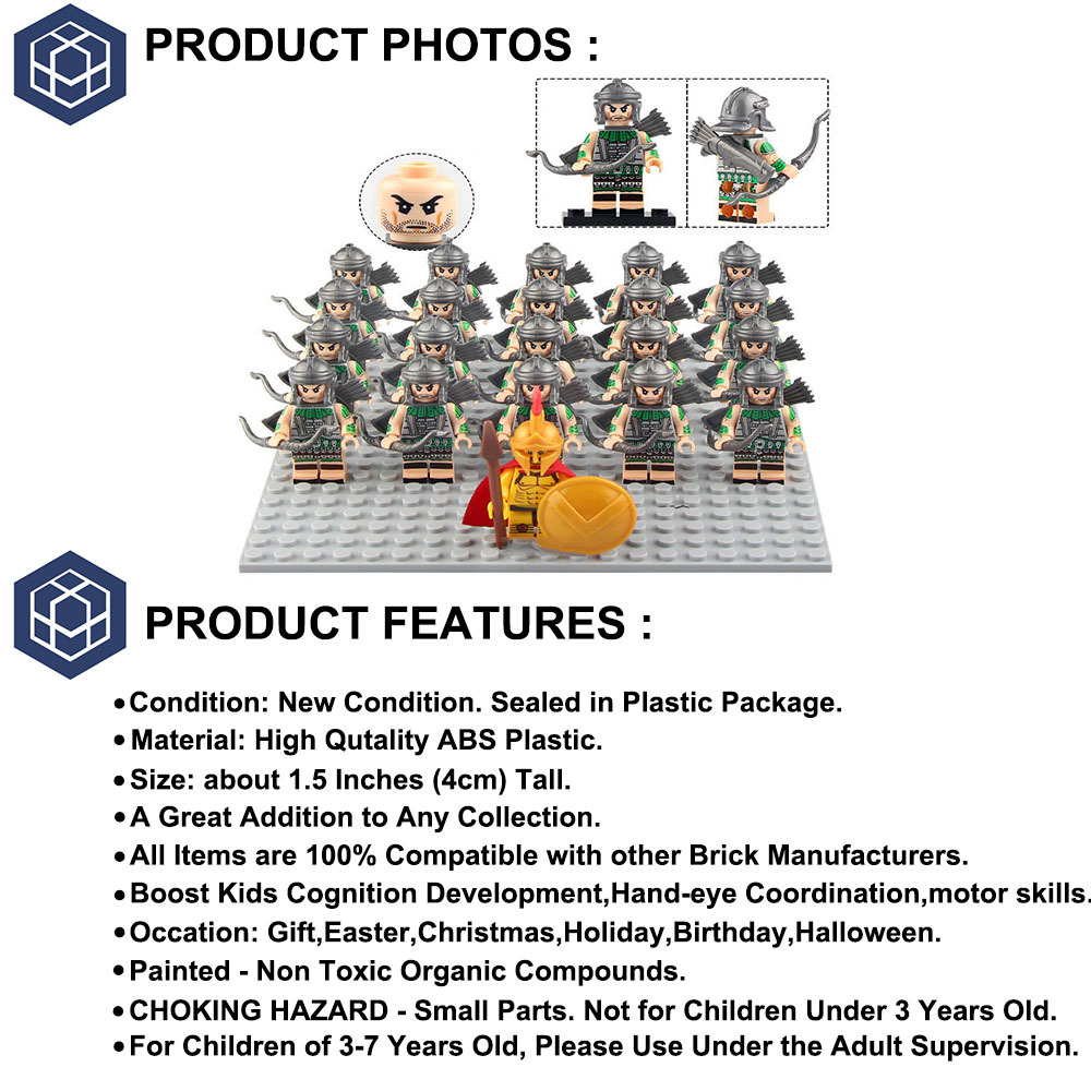 21pcs Ancient Rome Archers Infantry Army Soliders Minifigure Bricks