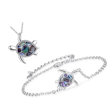 925 Sterling Silver Abalone Shell Turtle Necklace - £185.85 GBP