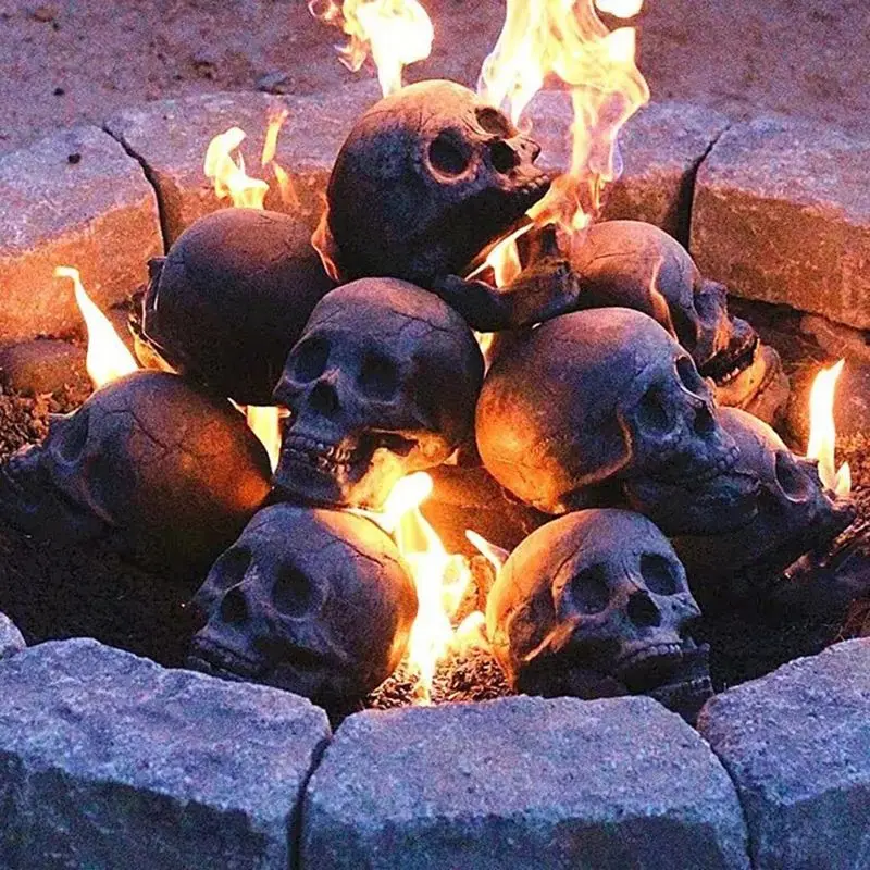 Terrifying Skull Fire Pit Halloween Decoration Reusable Ceramic Fire Pit - £20.31 GBP