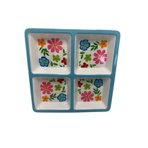 New Melamine Square Floral Blue Tray Serving plate Platter Multicolor 8.... - $8.90