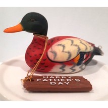 Vintage 1980’s Enesco Duck Happy Fathers Day Bird Figurine Wood Duck Gift - £5.88 GBP