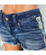American Eagle AE Dark Wash Boho Embroidered Sides Shortie Jean Shorts 2 - £24.73 GBP