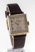 Gold-Plated Bulova Men&#39;s Hand-Winding Watch w/ Leather Band 10AK - £371.53 GBP