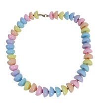 Vintage Pastel Candy Necklace Colorful Disc Acrylic Bead Colorful Pink B... - £13.85 GBP