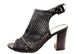SAM EDELMAN Women High Heels Black Bootie Sandal Woven Size 8 (FITS Size 7.5) - £31.96 GBP