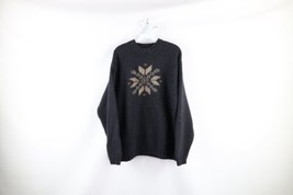 Vintage 90s Abercrombie &amp; Fitch Mens XL Heavyweight Snowflake Wool Knit Sweater - £51.76 GBP