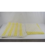 Knitted Baby Blanket Lot of 2 Handmade Crochet White & Yellow 32 x 28 & 43 x 34"