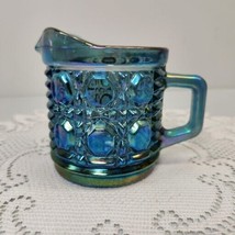 Vintage Indiana Windsor Iridescent Blue Carnival Glass Creamer Pitcher Geometic - £13.14 GBP