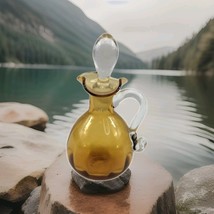 Vintage Hand Blown Amber Glass Pitcher Cruet Bottle Stopper - $371.47 MXN