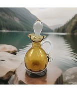 Vintage Hand Blown Amber Glass Pitcher Cruet Bottle Stopper - $371.47 MXN