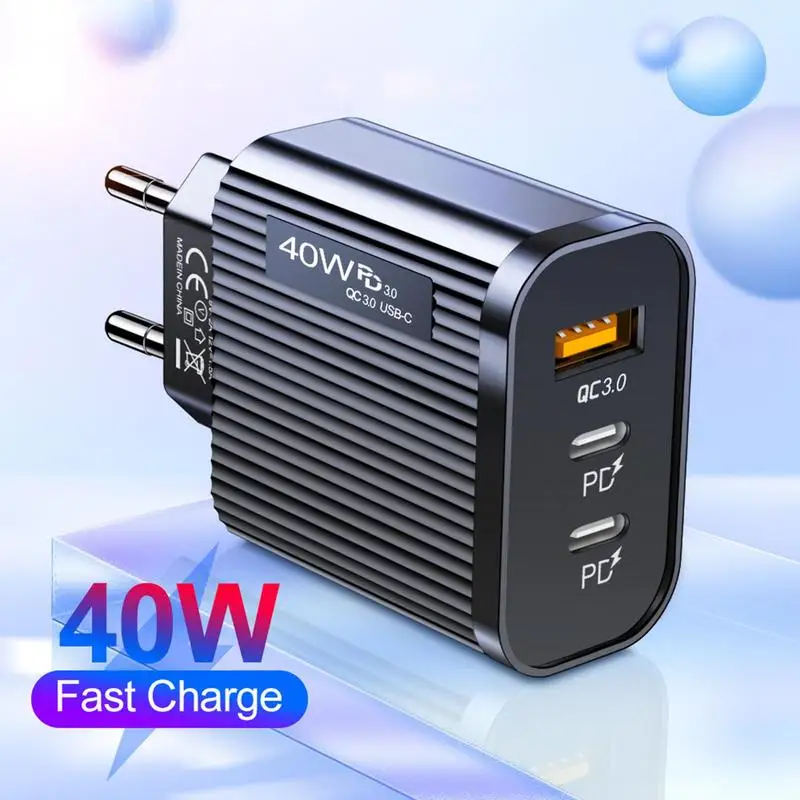 Type C Charger 40w Fast Charger Block Dual PD USB Charger Portable USB Charging - £12.83 GBP+