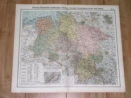 1905 Antique Map Of Lower Saxony Hanover Bremen Oldenburg Germany - £15.87 GBP