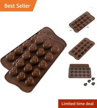 Elegant Heart Silicone Molds - 15 Cavity Pack for Chocolates &amp; Birthday ... - $16.78