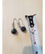 Earrings Dangle Drop Simulated Oynx Black Metal Balls - £3.95 GBP