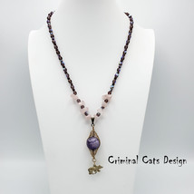 Amethyst Necklace with Bear Pendant