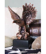 Patriotic Flight Bald Eagle On Rock Stretching Out Wings Figurine With Base - $58.39 CAD