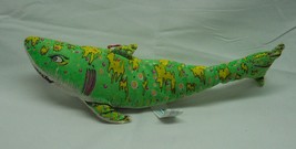Vintage Oriental Trading Company Bright Green Shark 11&quot; Plush Stuffed Animal Toy - £11.67 GBP