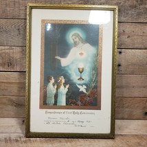 VTG Remembrance of First Holy Communion Framed Certificate 1931 St Ritas... - $39.55