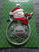 Christmas Snowman Personalize &quot;Brooke&quot; Collectable Silver Ornament Ganz New - £12.02 GBP