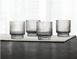 Hotel Collection Smoked Fluted Double Old-Fashioned Glasses, Set of 4, S... - $19.00