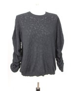 NWT Joie L Black Itana Animal Print Ruched-Sleeve Sweater - £34.52 GBP
