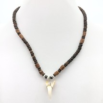 Vintage Genuine Shark Tooth Pendant on Coconut Shell Strand, Retro Surfe... - $57.09