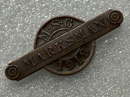 Circa 1918, Wwi, Michigan State Guard, Marksman Award, Badge, Pinback, Open Loop - £27.69 GBP