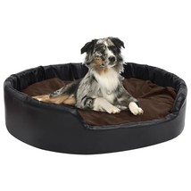 Dog Bed Black and Brown 99x89x21 cm Plush and Faux Leather - £37.98 GBP