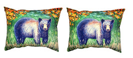 Pair of Betsy Drake Black Bear No Cord Pillows 16 Inch X 20 Inch - £63.15 GBP