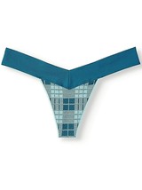 No Boundaries Women&#39;s Seamless V-Thong Panties Size X-LARGE (8) Blue Plaid NEW - £8.22 GBP