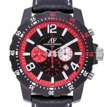 NEW Aubert Freres 14137 Men&#39;s Alton Chronograph Date GMT Red &amp; Black Dial Watch - £58.44 GBP