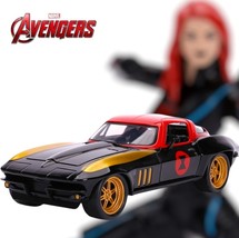 Marvel Avengers Black Widow &amp; 1966 Chevy Corvette - Jada Hollywood Rides... - $726.75 MXN