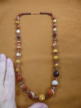 v323-44) 26&quot; long rust brown white multi colored jasper gemstone beaded Necklace - £66.27 GBP