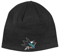 San Jose Sharks NHL Reebok Black Cuffless Knit Hat Cap Adult Winter Beanie - $12.99