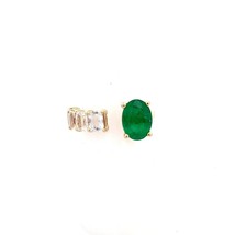 Natural Emerald White Sapphire Ring 6.5 14k YG 4.05 TCW Certified $4,950 310640 - £1,938.83 GBP