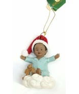 Black Child on Cloud Ornament 3 inches (Blue) - $15.00