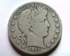 1911-S Barber Half Dollar Very Good+ Vg+ Nice Original Coin Bobs Coins Fast Ship - £27.56 GBP
