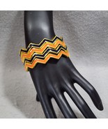 CHEVRON ZIG ZAG Orange Blue Enamel Metal Stackable Halloween Bangle Brac... - $353.20 MXN