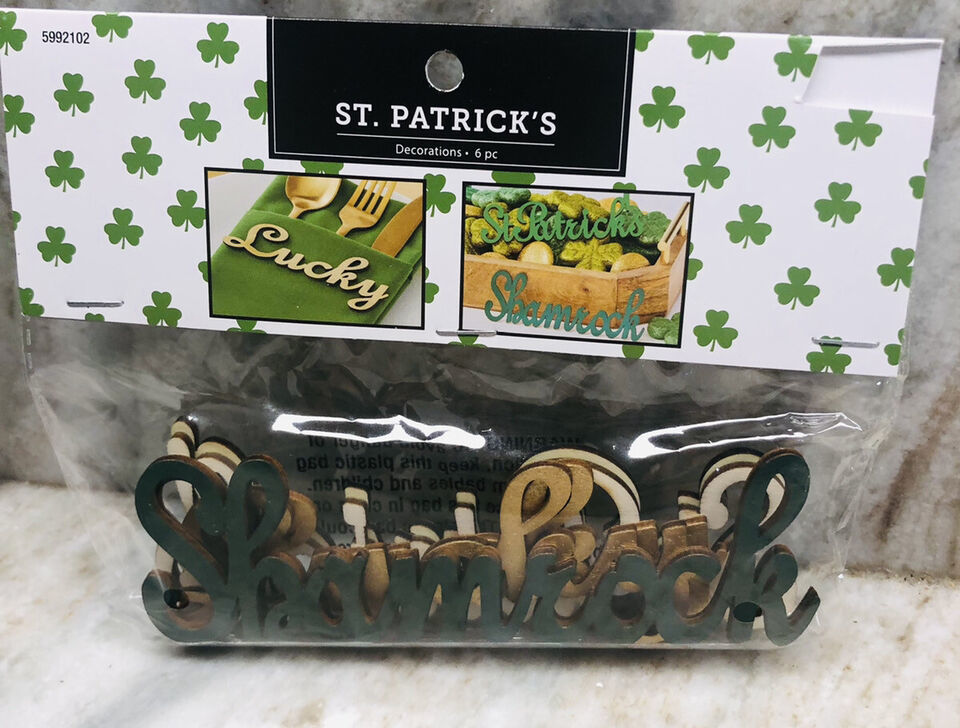 Saint Patrick Cutout Letters Lucky Decorations 6 Pack - Wood - $12.75