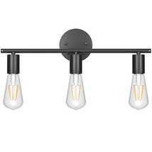 Black Wall Sconce 3 Light Industrial Matte Black Vanity Light Fixtures, Vintage  - £43.95 GBP