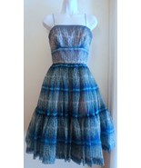 Helena Barbieri  Designer Blue Print Special Occasion Dress Small - £257.14 GBP