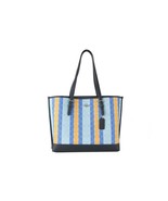 Coach Mollie Tote Signature Jacquard With Stripes C4088 NWT Blue Yellow ... - $260.51 CAD