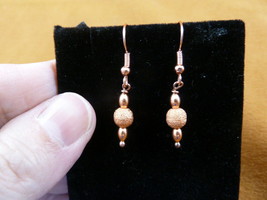 (EE700-35) 6mm textured Copper beaded dangle wire hook earrings fashion jewelry - £11.15 GBP