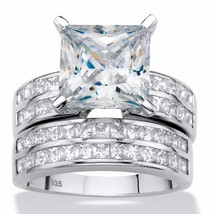 Wedding Engagement Princess Cut Platinum Over Silver Ring Size 6 7 8 9 10 - £319.73 GBP