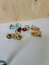4 sets of  Faux Gold  Pierced Earrings Colorful New     36 - £11.07 GBP